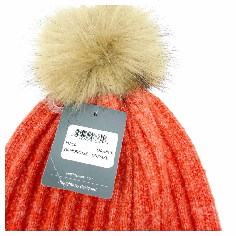 Pistil‎ Piper Orange Knit Beanie with Pom - NWT